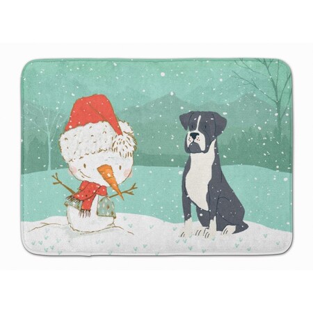 Carolines Treasures Black Boxer & Snowman Christmas Machine Washable Memory Foam Mat CK2035RUG